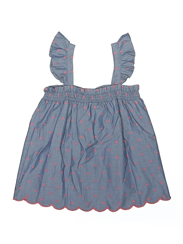 Crown & Ivy Kids' Sleeveless Top Blue Ruffles Neckline Tops