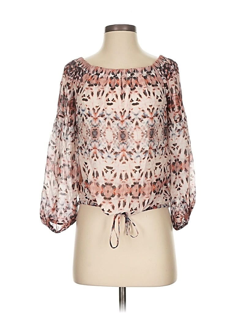 Pre-owned Lavender Brown 3/4 Sleeve Blouse In Orange