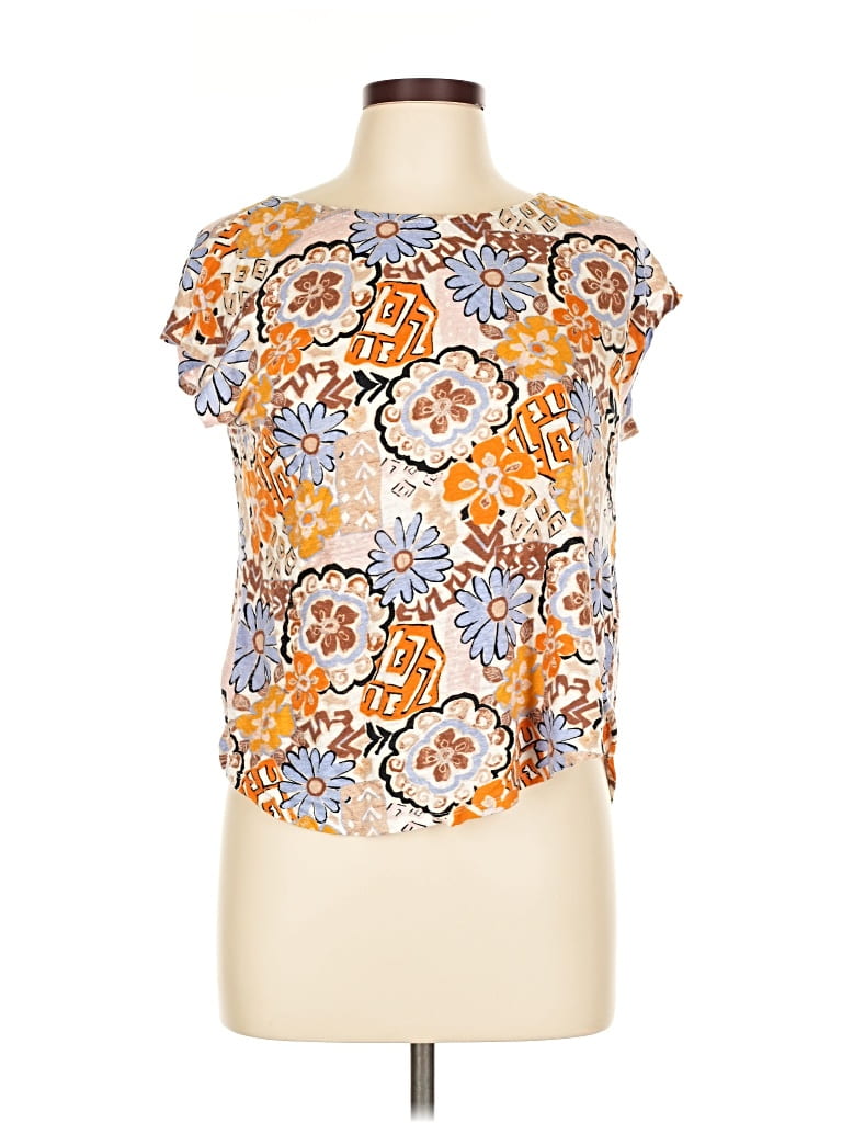 Pre-owned Nicole Miller Short Sleeve Blouse In Orange