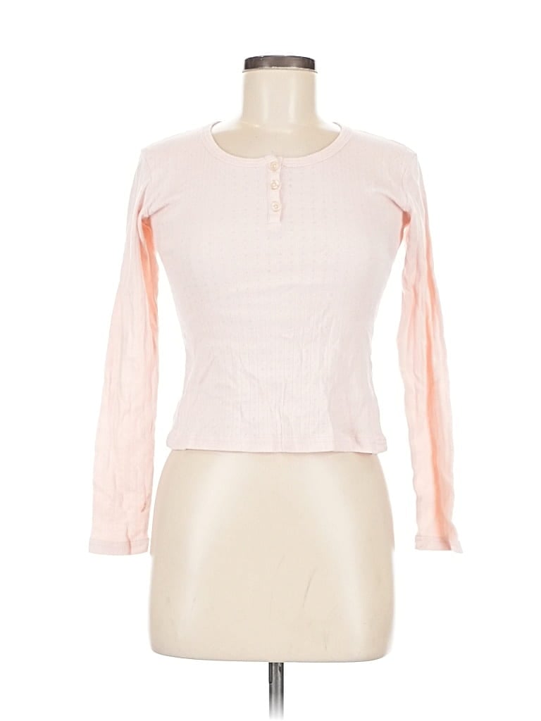 Pre-owned Assorted Brands 3/4 Sleeve Henley Shirt In Pink