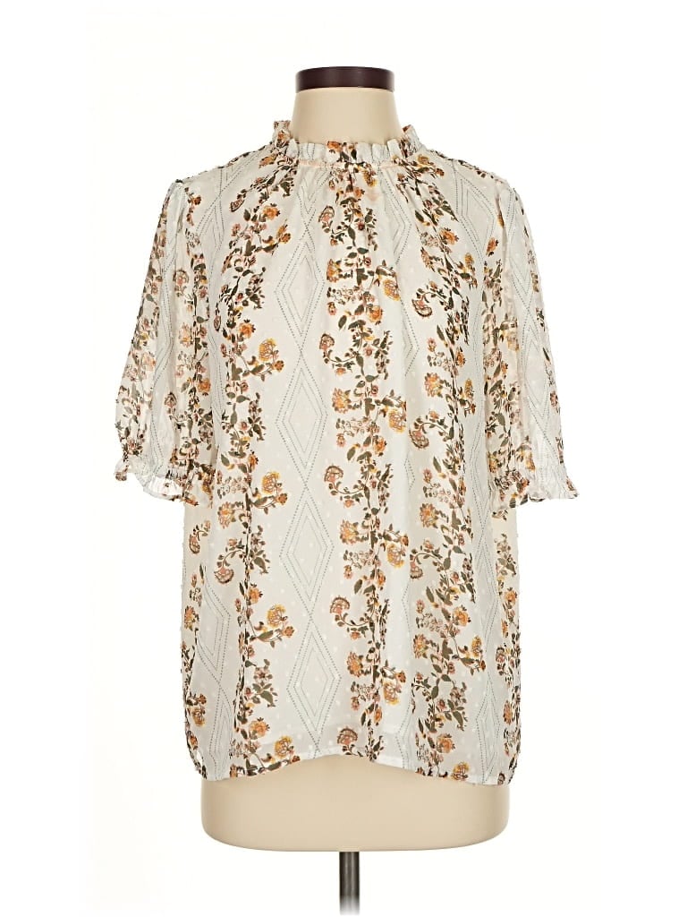 Pre-owned Good Hart 3/4 Sleeve Blouse In White