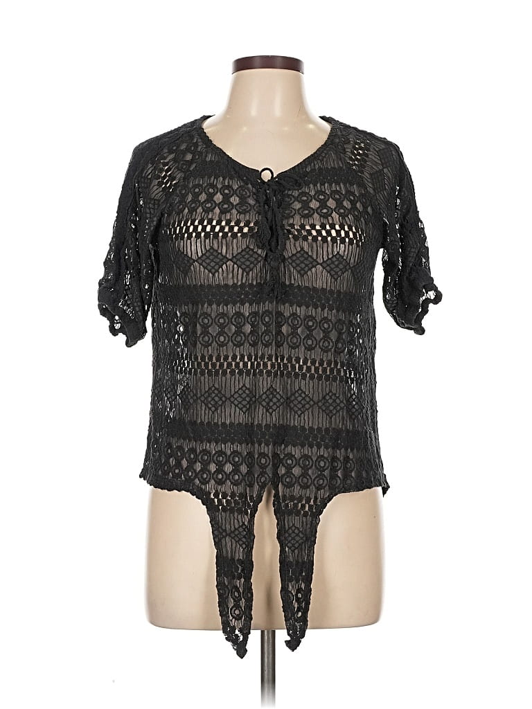 Pre-owned French Laundry Short Sleeve Blouse In Black