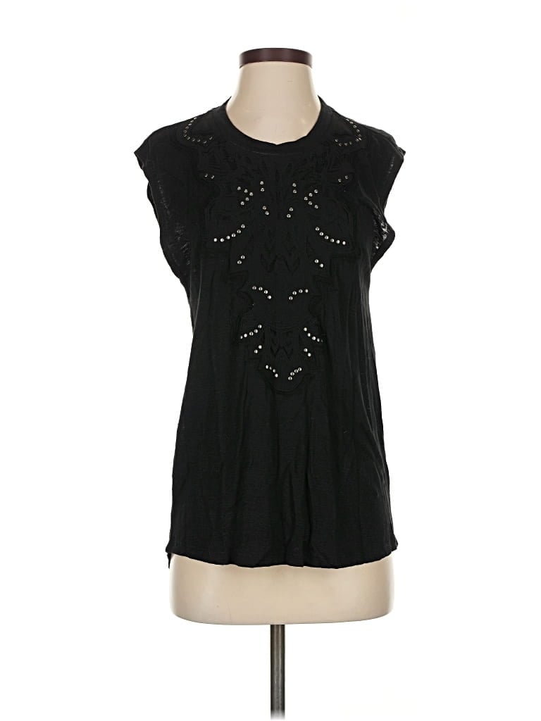 Click to view more detailed imagery on our partner's website Pre-owned Rebecca Minkoff Short Sleeve Top Black Keyhole Neckline Tops