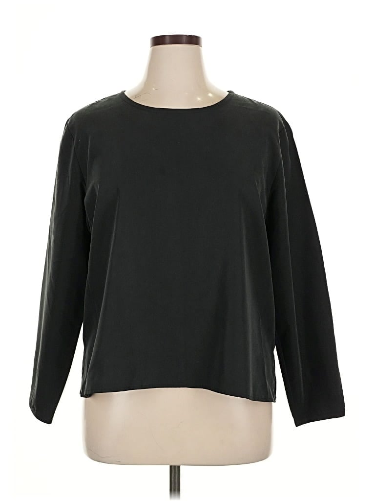 Pre-owned Coldwater Creek 3/4 Sleeve Top Black Boatneck Tops