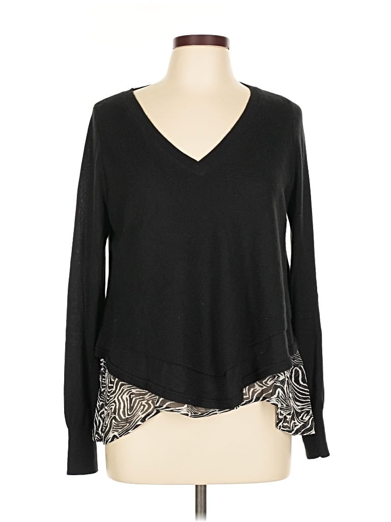 Pre-owned Derek Lam Long Sleeve Top Black V Neck Tops