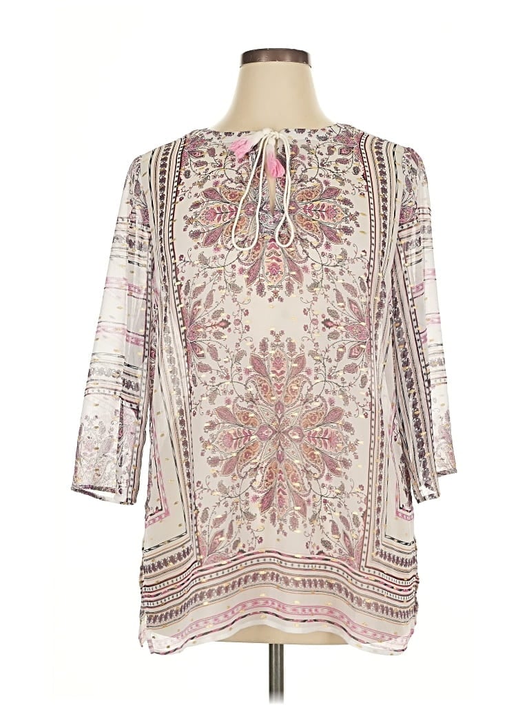 Pre-owned Dennis By Dennis Basso 3/4 Sleeve Blouse In White