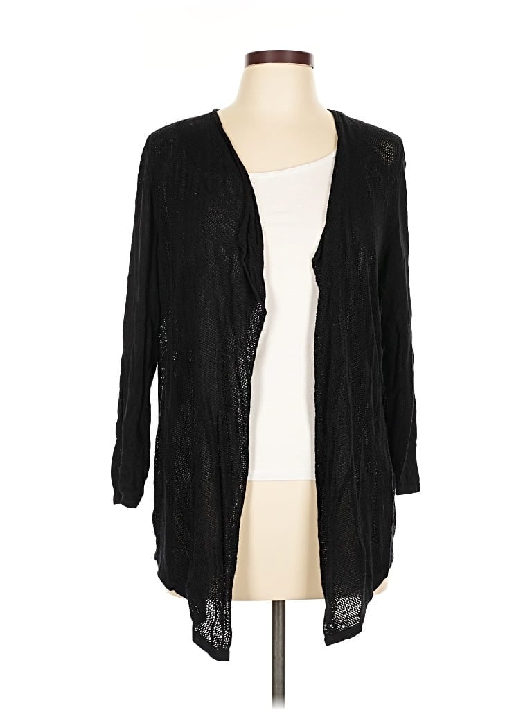 Pre-owned August Silk Cardigan Sweater In Black