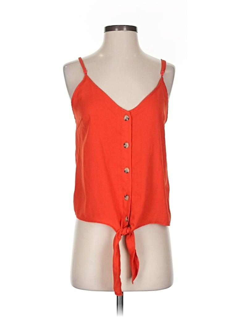 PAPER CRANE Pre-owned Sleeveless Top Orange Sweetheart Neckline Tops