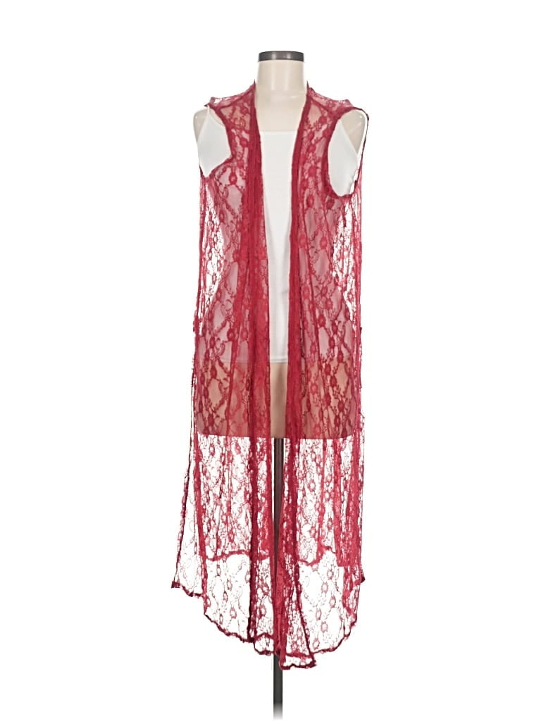 Pre-owned Lularoe Cardigan Sweater In Red