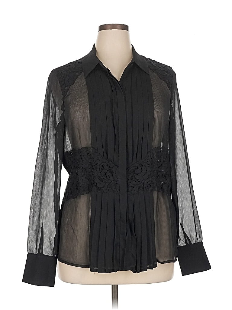 Pre-owned Coldwater Creek Long Sleeve Blouse In Black