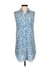 Equipment Animal Print Blue Sleeveless Button-Down Shirt Size XS - photo 1