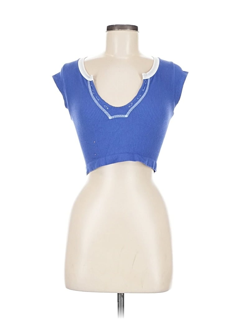 Pre-owned Out From Under Short Sleeve Top Blue Sweetheart Neckline Tops