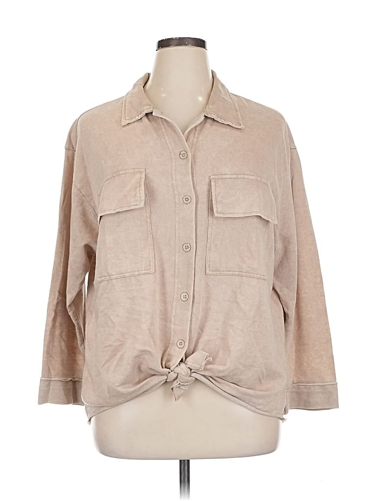 VANILLA STAR Pre-owned 3/4 Sleeve Button Down Shirt In Brown