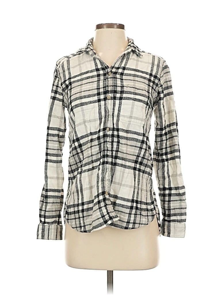 Pre-owned American Eagle Outfitters Long Sleeve Button Down Shirt In White