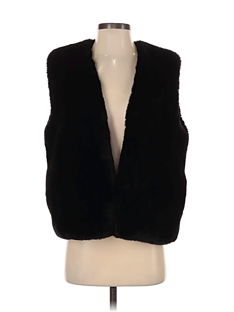 Pre-owned Caracilia Faux Fur Vest In Black