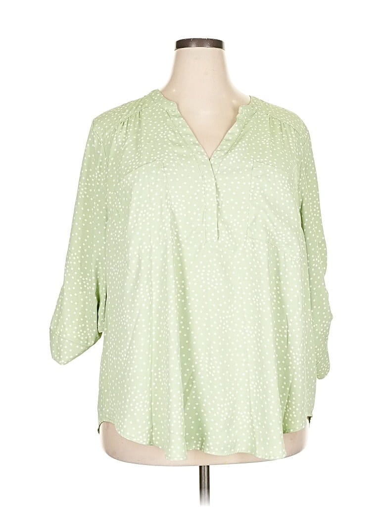 Pre-owned Torrid 3/4 Sleeve Blouse In Green