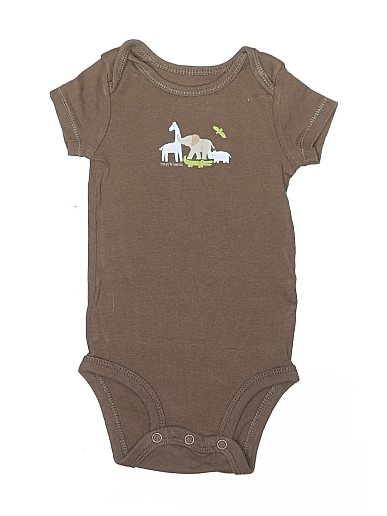 CARTER'S Pre-owned Babies' Short Sleeve Onesie In Brown