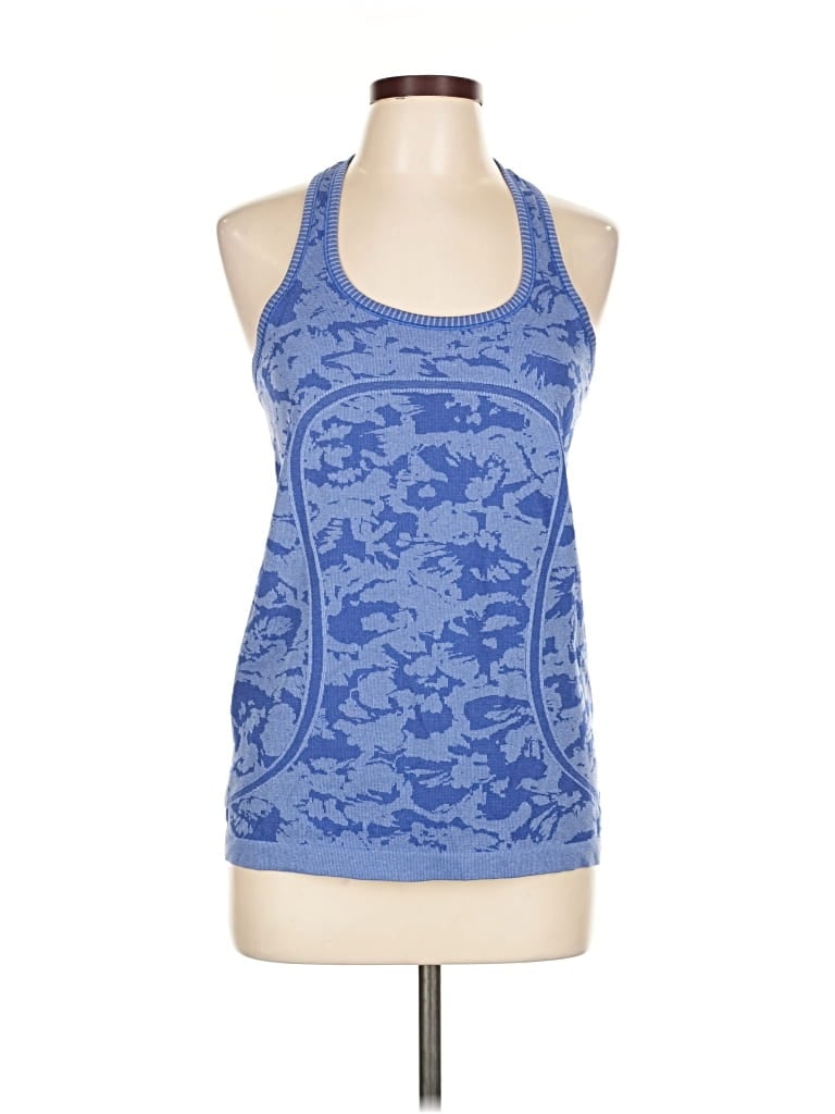 Pre-owned Lululemon Athletica Tank Top Blue Halter Neckline Tops