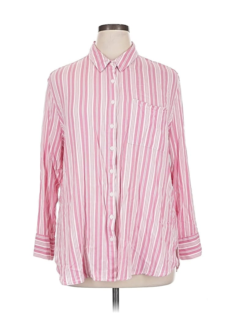 Pre-owned Torrid Long Sleeve Button Down Shirt In Pink