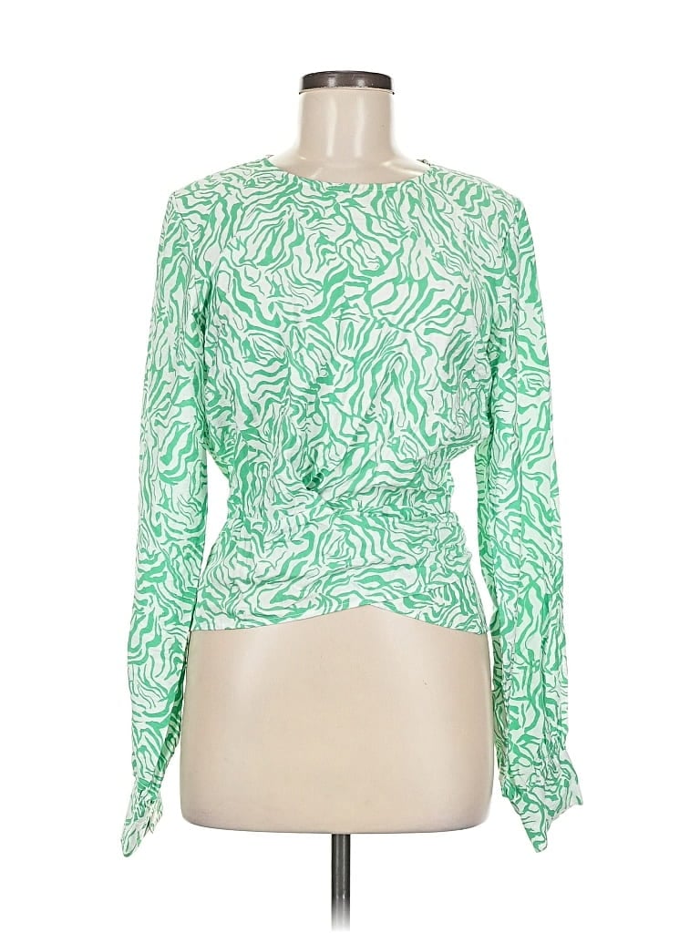 Pre-owned Envii Long Sleeve Top Green Boatneck Tops