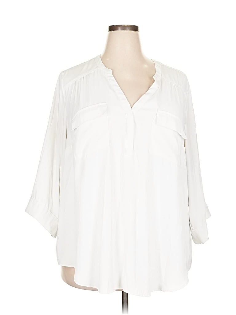 Pre-owned Torrid 3/4 Sleeve Blouse In White