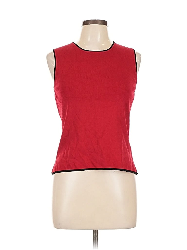 Pre-owned Grace Elements Sleeveless Top Red Boatneck Tops
