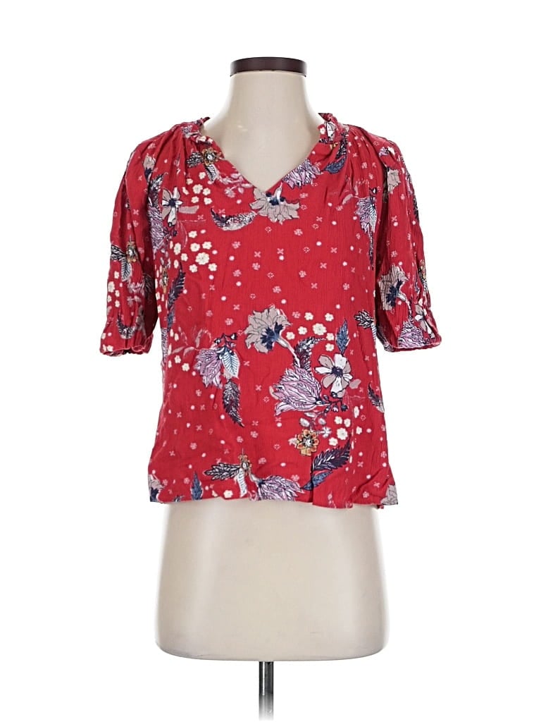 Pre-owned Westbound Short Sleeve Blouse In Red