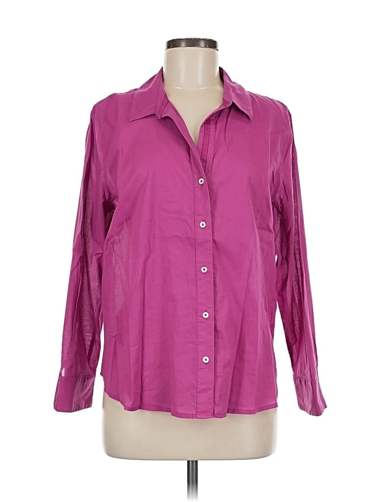 Pre-owned Nic + Zoe Long Sleeve Button Down Shirt In Purple