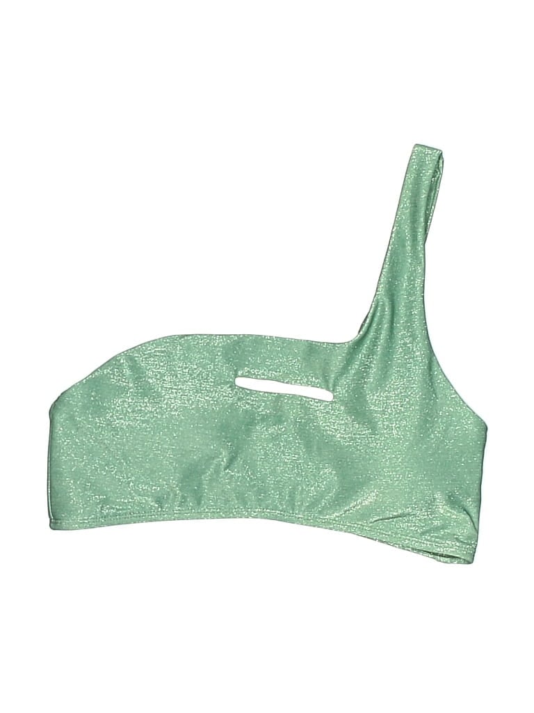Pre-owned Unbranded Swimsuit Top Green Metallic Pattern Swimwear