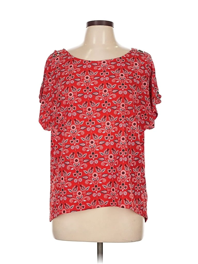 Pre-owned Chocolate Short Sleeve Blouse In Red