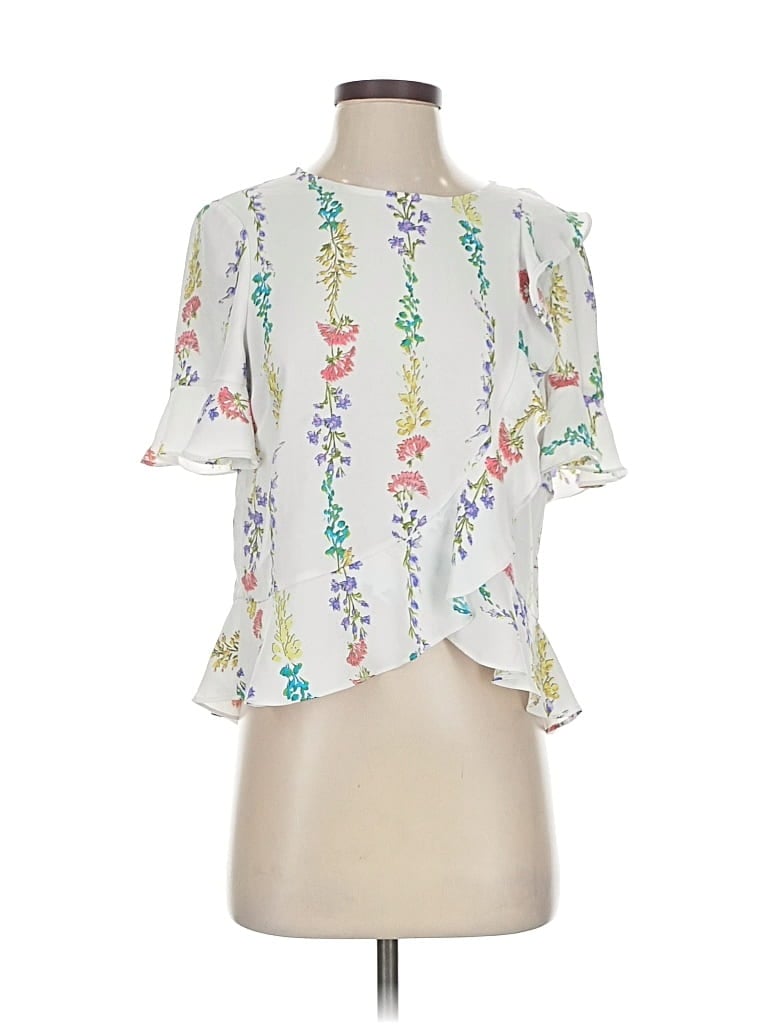 Pre-owned Bcbgmaxazria Short Sleeve Blouse In White