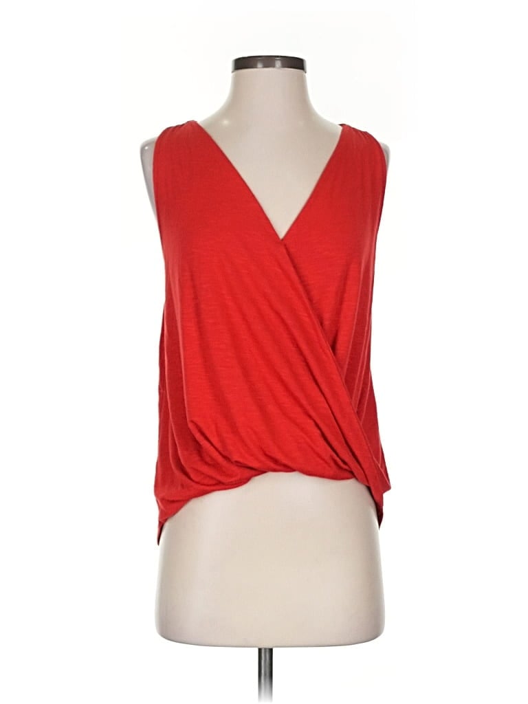 Pre-owned Abercrombie & Fitch Sleeveless Top Red Plunge Neckline Tops