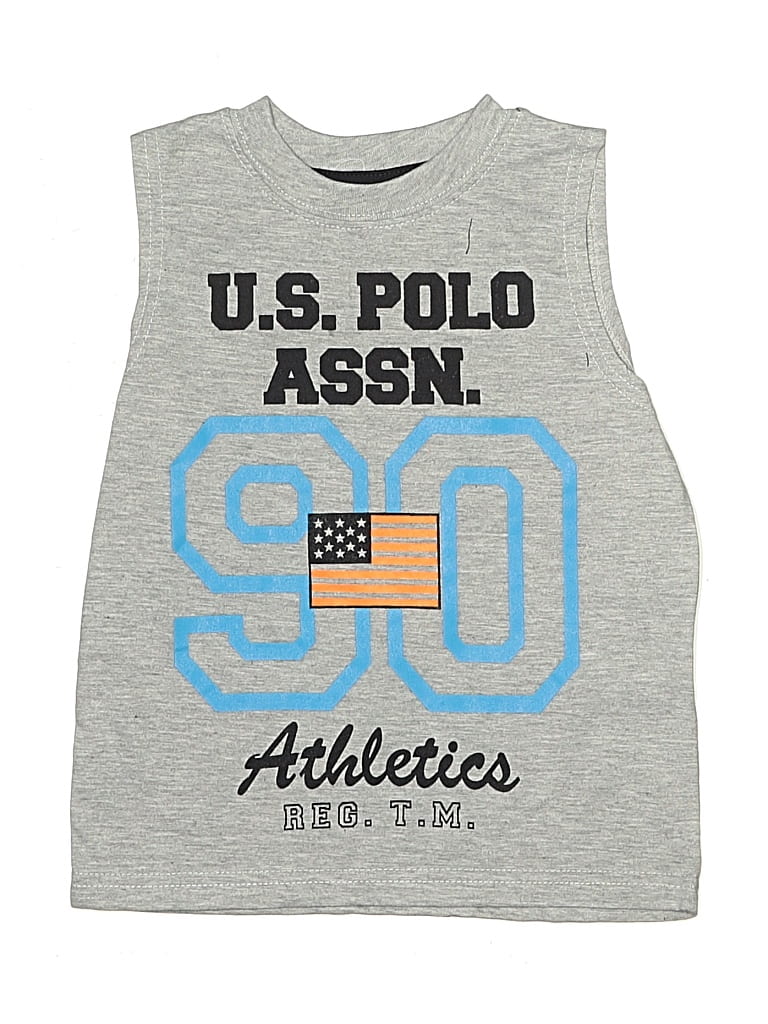 Pre-owned U.s. Polo Assn Kids' Sleeveless T-shirt In Gray