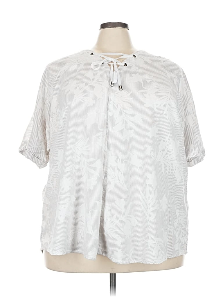 Pre-owned Arna York Short Sleeve Blouse In Silver