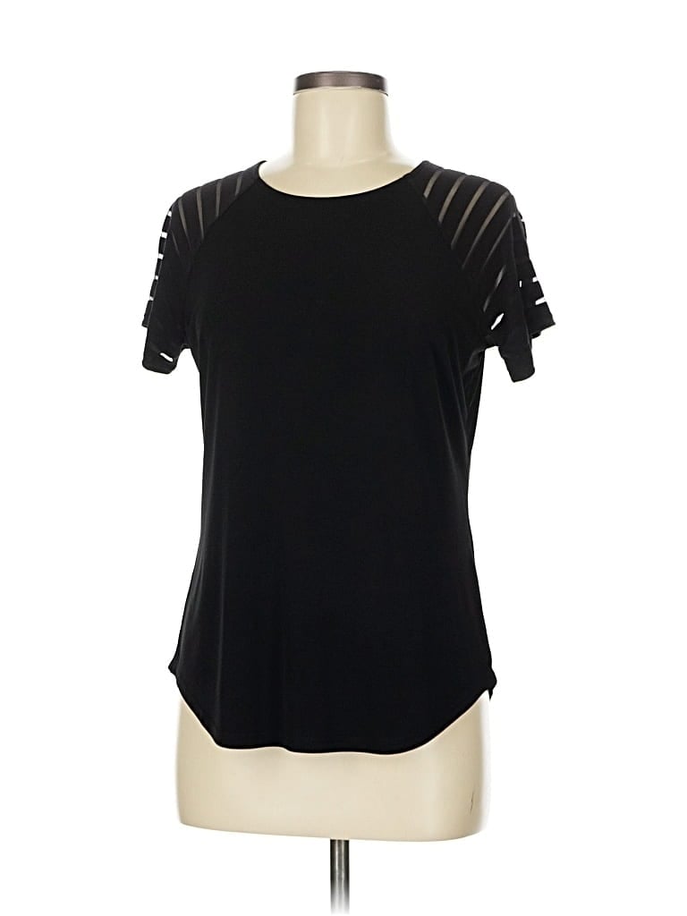 Pre-owned Inc International Concepts Short Sleeve Top Black Keyhole Neckline Tops