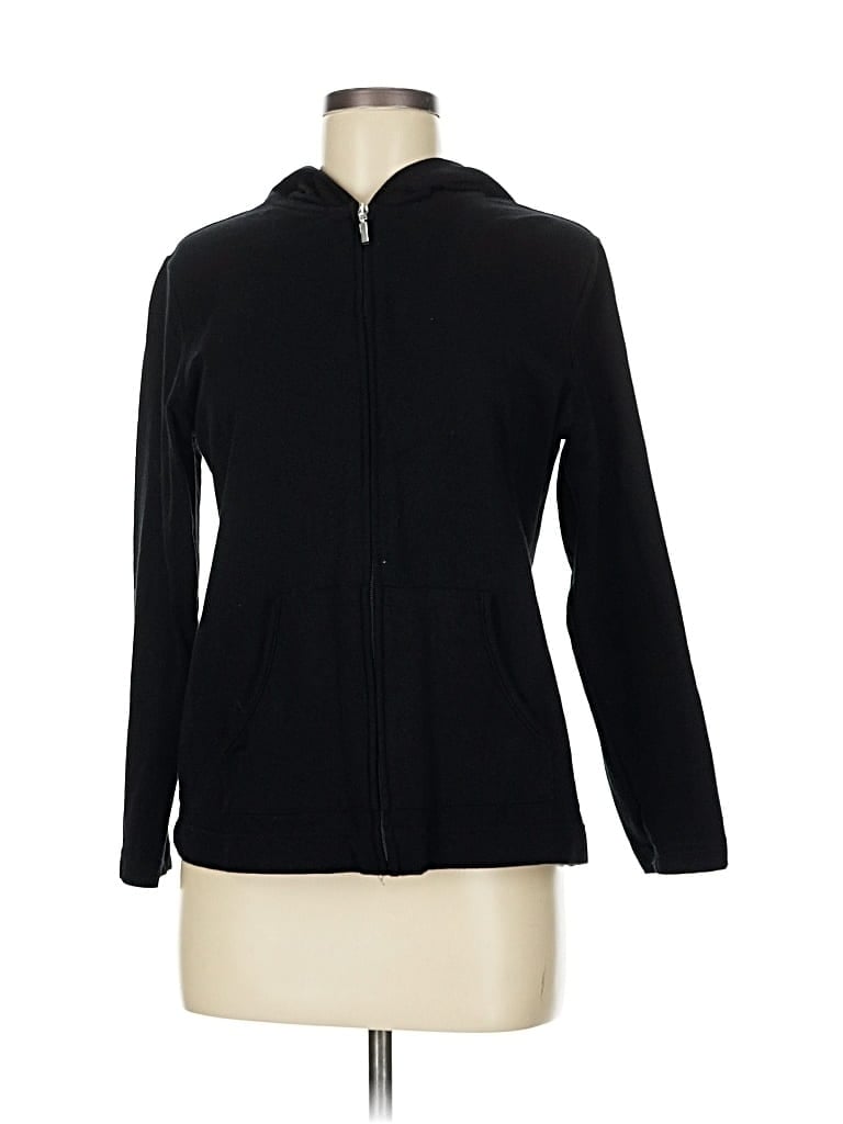 Pre-owned Karen Scott Sport Zip Up Hoodie In Black