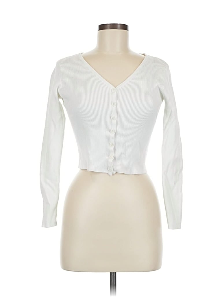 Pre-owned Brandy Melville Cardigan Sweater In White