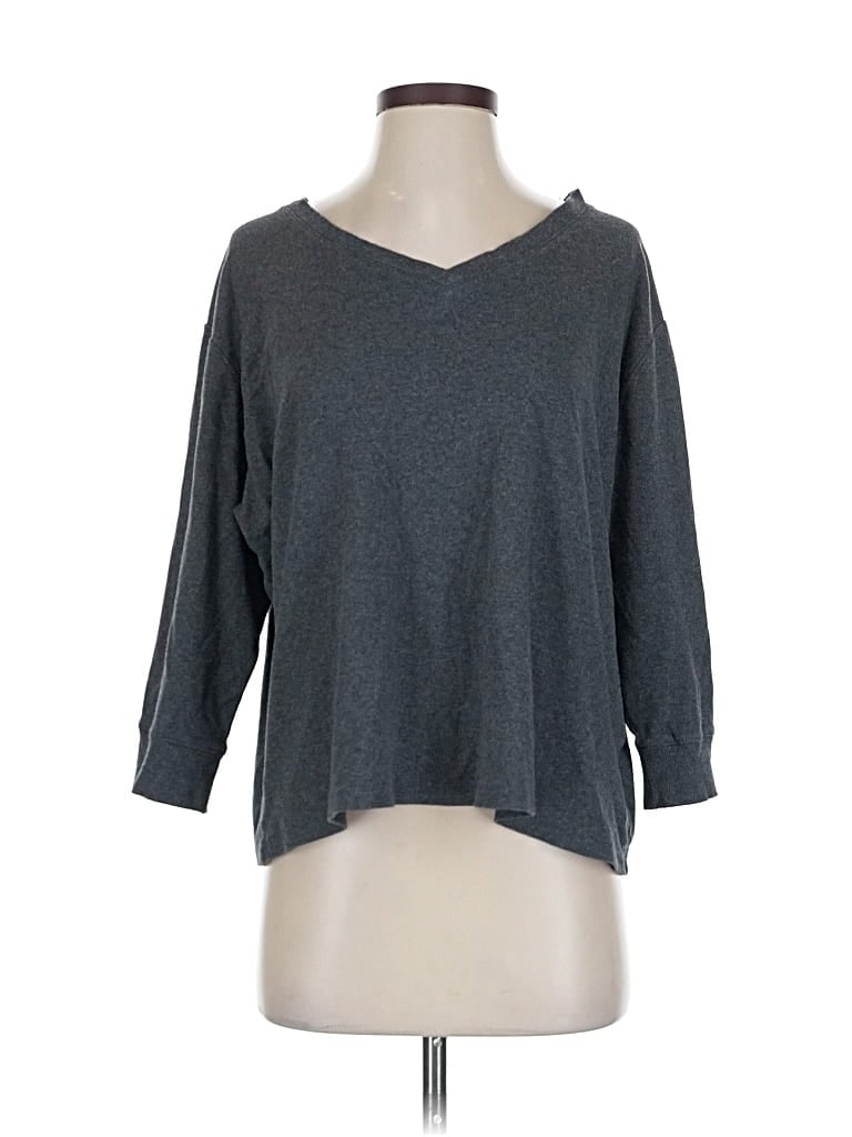 Pre-owned Jones New York Sport 3/4 Sleeve T-shirt In Gray