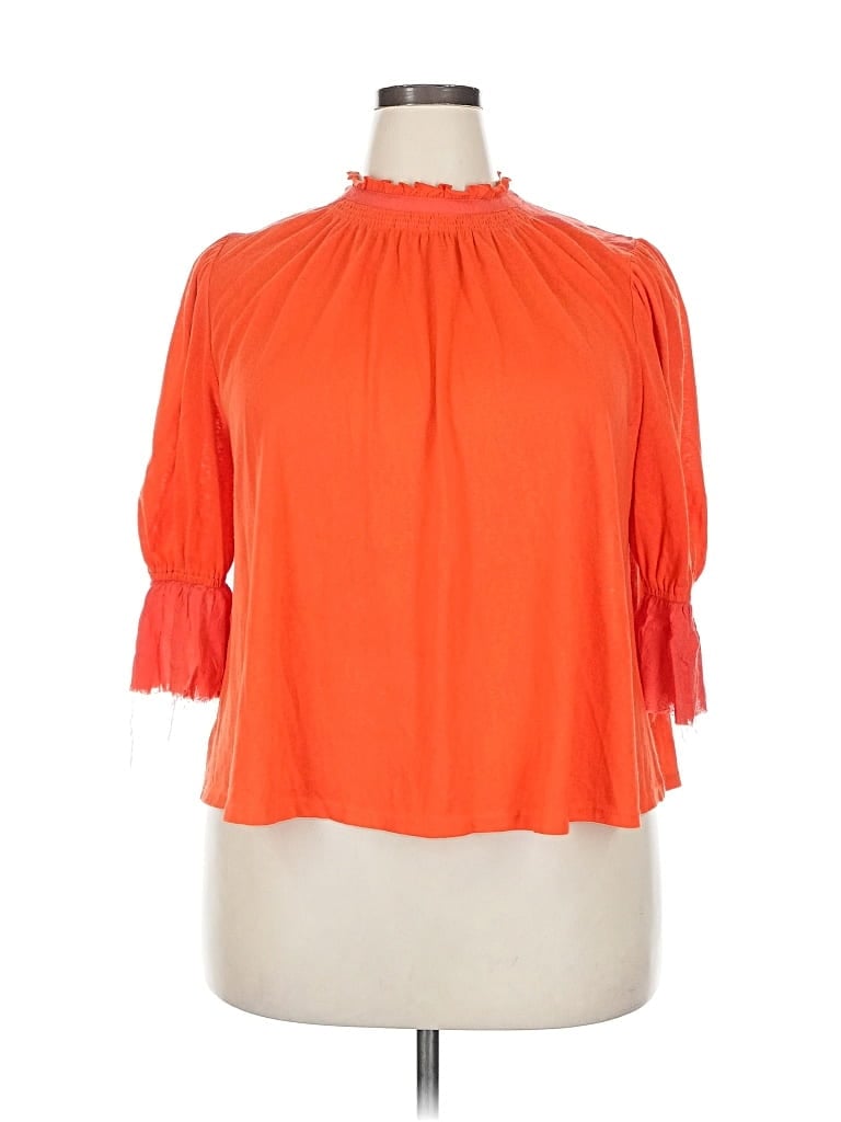 Click to view more detailed imagery on our partner's website Pre-owned Umgee 3/4 Sleeve Blouse In Orange