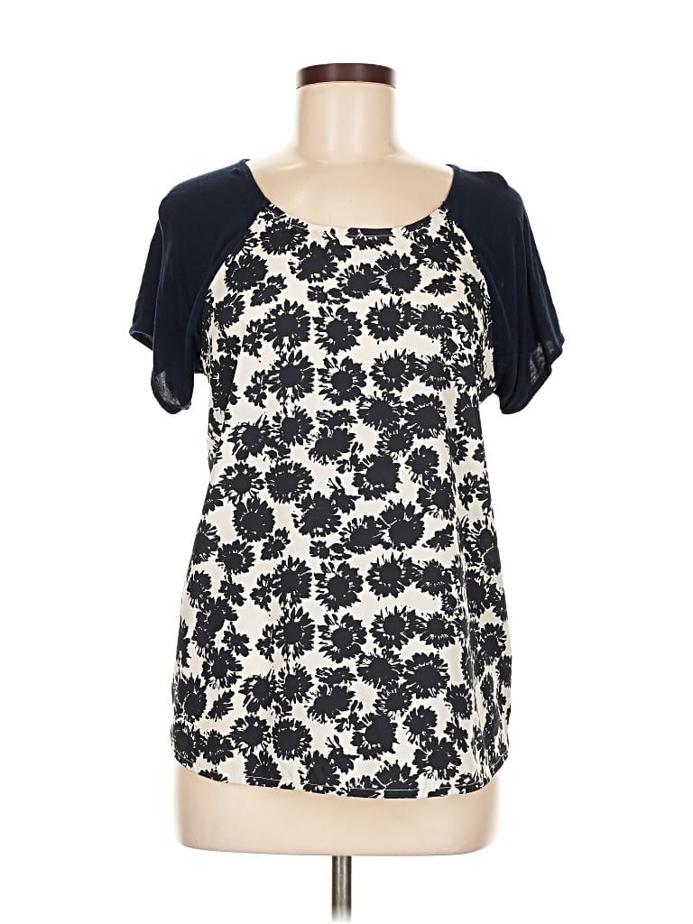 Pre-owned J.crew Factory Store Short Sleeve Top Ivory Cold Shoulder Neckline Tops In White