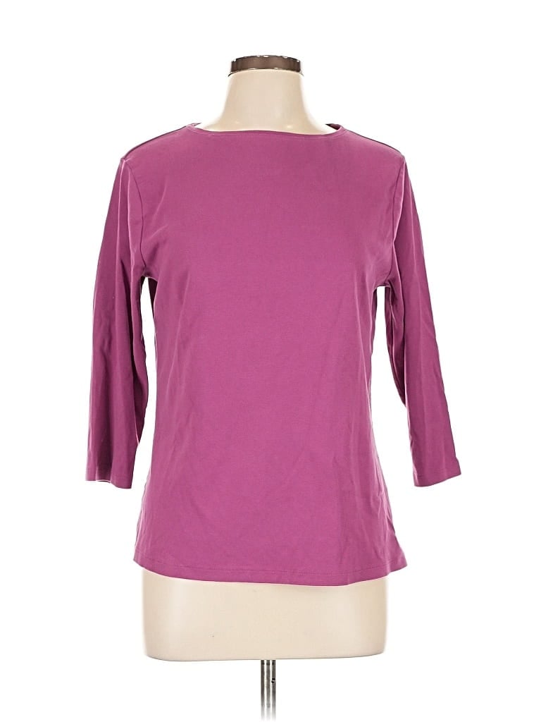 Pre-owned Coldwater Creek 3/4 Sleeve T-shirt In Purple