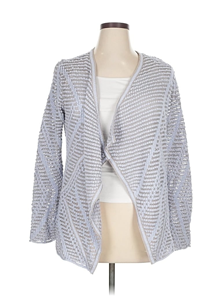 Pre-owned Nic + Zoe Cardigan Sweater In Silver