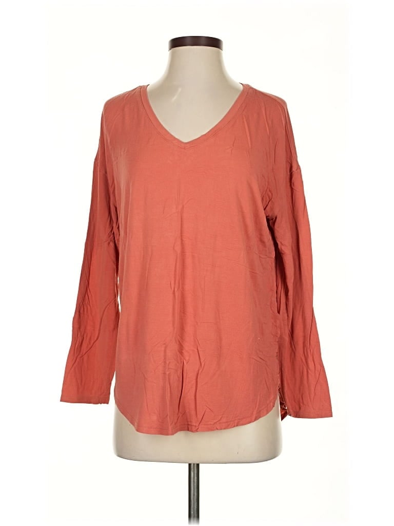 Pre-owned Time And Tru 3/4 Sleeve T-shirt In Orange