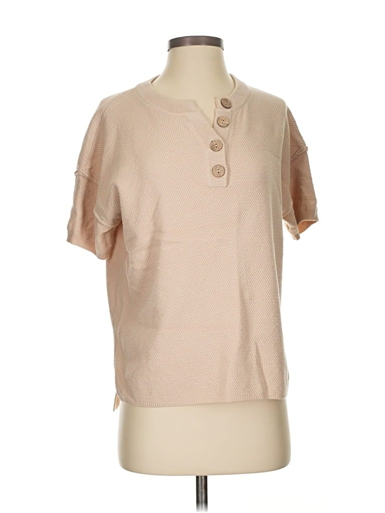 Pre-owned Lillusory Short Sleeve Henley Shirt In Brown