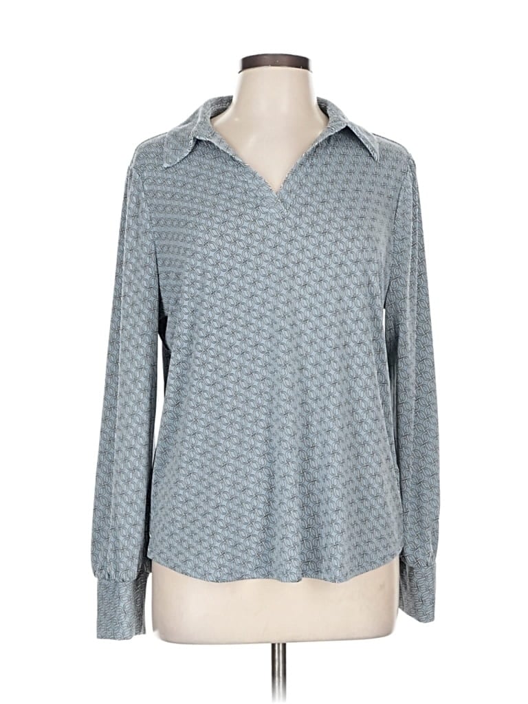 Pre-owned Adrianna Papell Long Sleeve Blouse In Gray