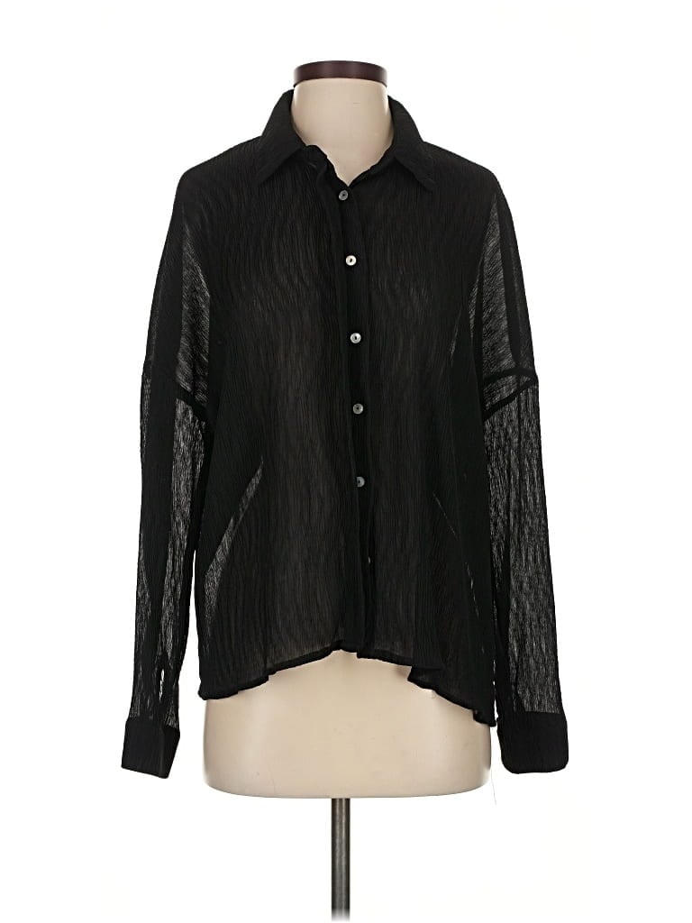 Pre-owned Lulus Long Sleeve Blouse In Black