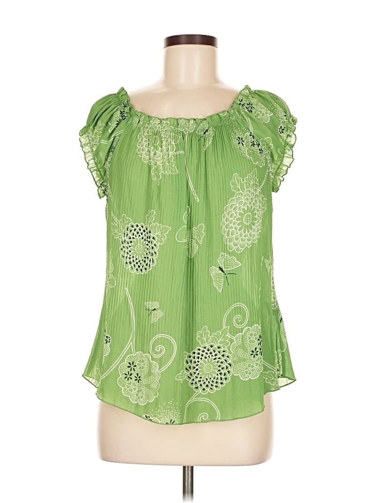 Pre-owned Dressbarn Short Sleeve Blouse In Green