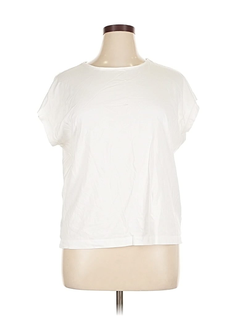 Pre-owned Ann Taylor Loft Short Sleeve Top White Crew Neck Tops