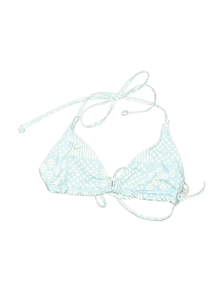 Pre-owned Julia Amory Swimsuit Top Blue Argyle Pattern Swimwear