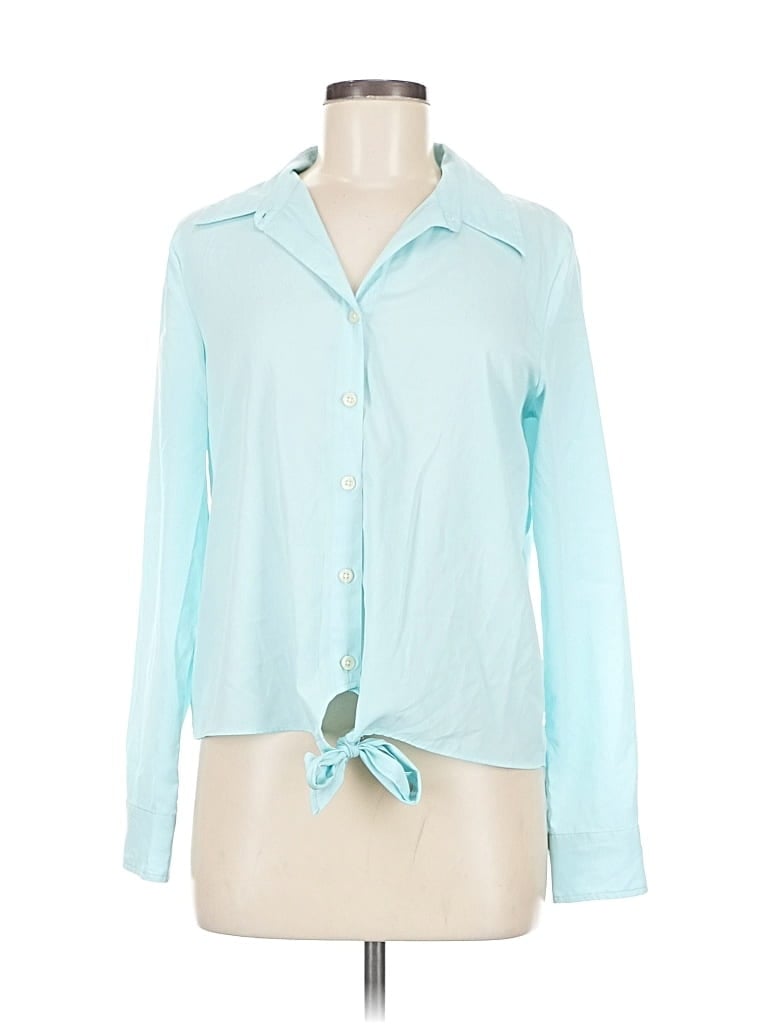 Pre-owned Banana Republic Factory Store Long Sleeve Blouse In Blue